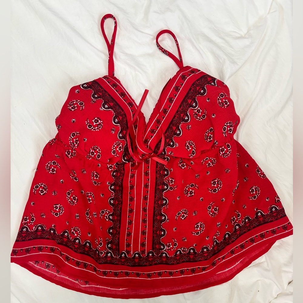 Red Paisley Print Camisole Top